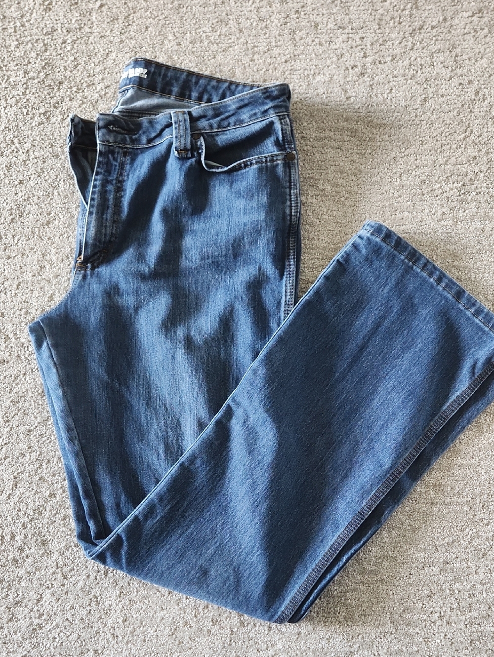 Wrangler Riggs Workwear Blue Denim Jeans Waistband Detail